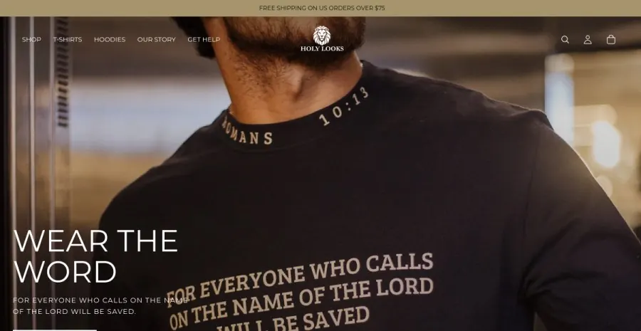 Holy Looks, loja Shopify nos Estados Unidos